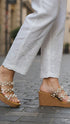 Clear Tan Pearl Wedges